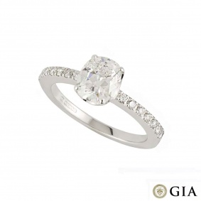 18k White Gold Cushion Cut Diamond Ring 1.24ct E/VS1